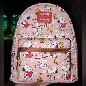 New! Loungefly Peanuts Snoopy & Woodstock Valentine's Day Mini Backpack